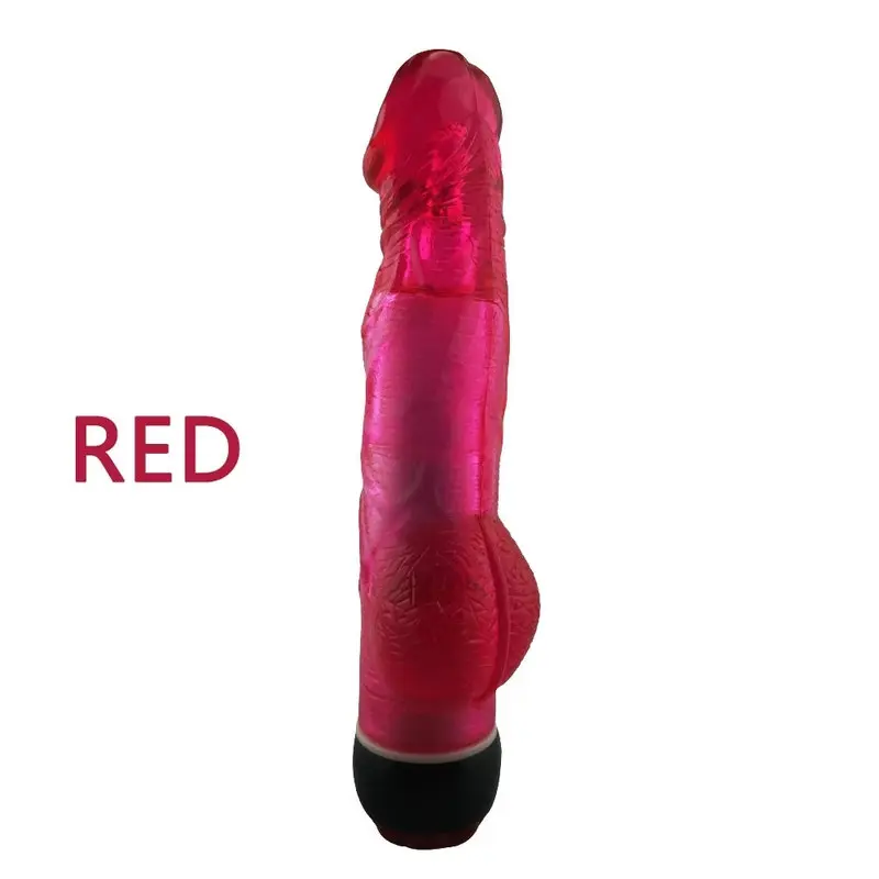 Yiwu Love 21.5 Cm Ultra Lüx Doku Testisli Titreşimli Kırmızı Jel Vibratör
