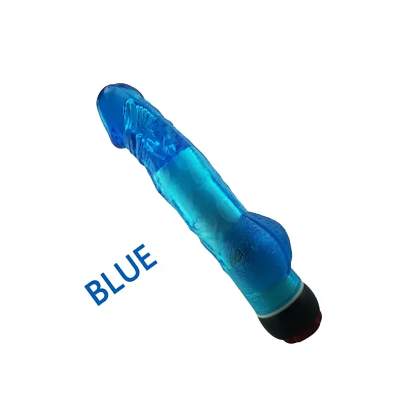 Yiwu Love 21.5 Cm. Ultra Lüx Doku Testisli Titreşimli Mavi Jel Vibratör görsel 2