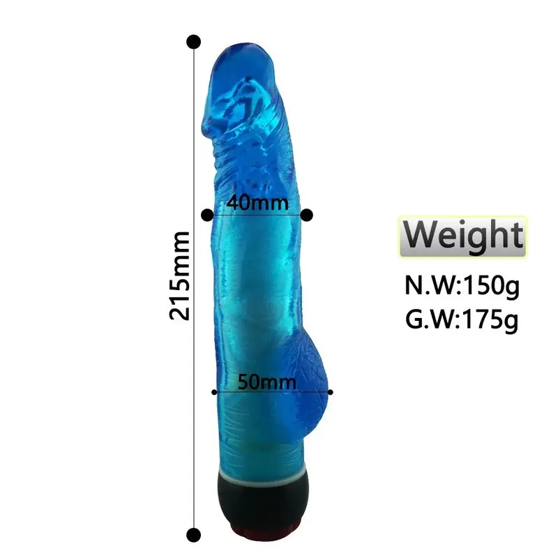 Yiwu Love 21.5 Cm. Ultra Lüx Doku Testisli Titreşimli Mavi Jel Vibratör görsel 3