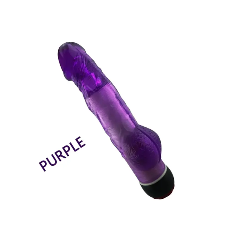 Yiwu Love 21.5 Cm. Ultra Lüx Doku Testisli Titreşimli Mor Jel Vibratör görsel 2