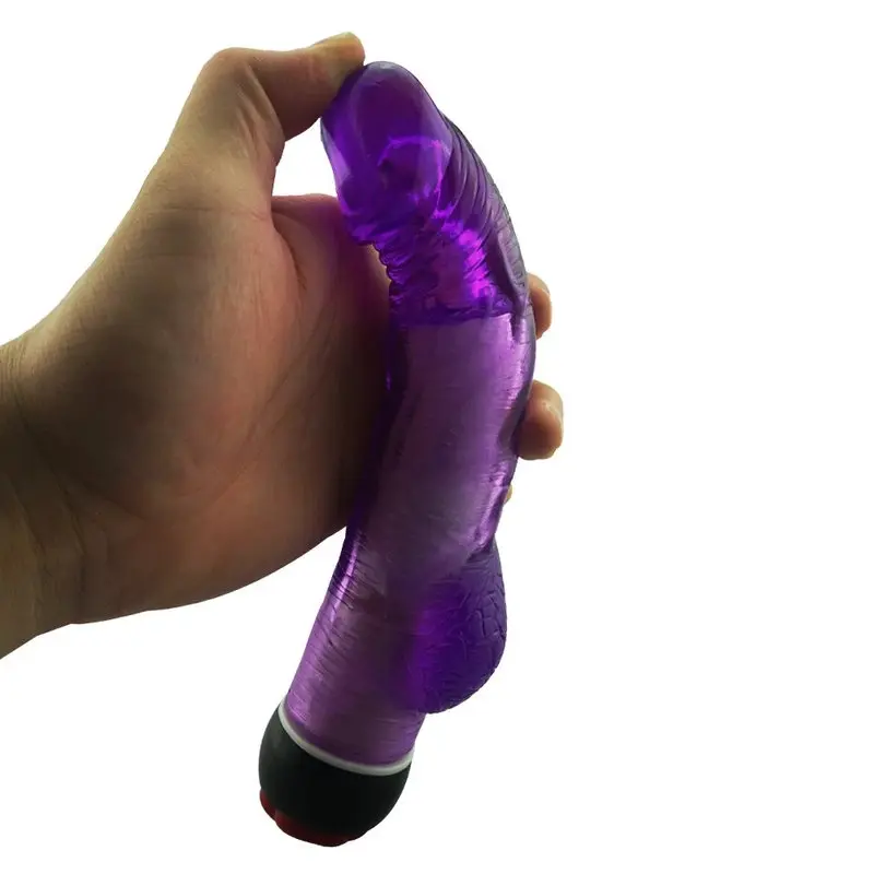 Yiwu Love 21.5 Cm. Ultra Lüx Doku Testisli Titreşimli Mor Jel Vibratör görsel 4