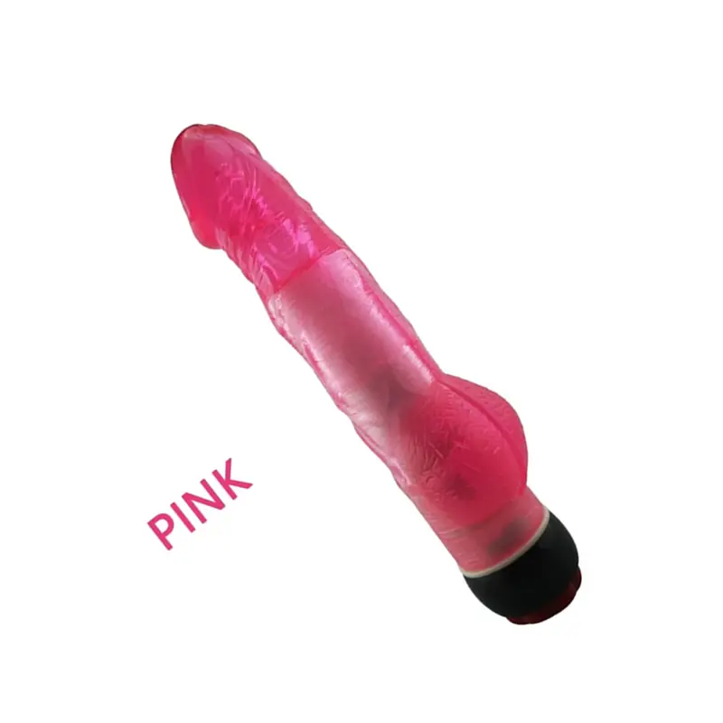 Yiwu Love 21.5 Cm. Ultra Lüx Doku Testisli Titreşimli Pembe Jel Vibratör görsel 2