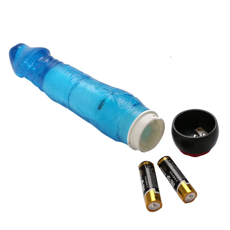 Yiwu Love 21 Cm. Ultra Lüx Doku Titreşimli Mavi Jel Vibratör görsel 4